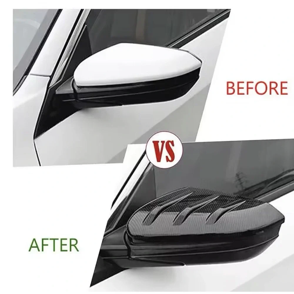 CARBON FIBER SIDE MIRROR COVER CAPS FOR 2016-21 HONDA CIVIC ADD-ON MU STYLE